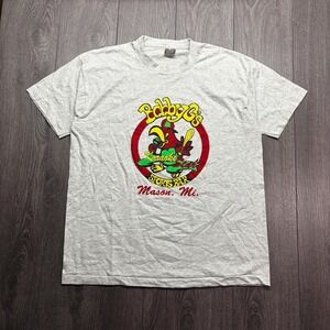 Vintage Karaoke Bobbys Bar 1990s T Shirt XL Grey Chicken Art Single Stitch